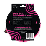 Ernie Ball 6083 18' Braided Neon Pink Straight to RA Instrument Cable