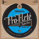 D'Addario EJ46-3D, 3 Pack of Pro Arte Nylon Hard Tension Classical Guitar Strings