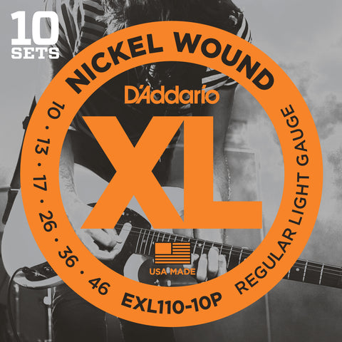 10 Pack D'Addario EXL110 Nickel Wound, Regular Light, 10-46 (EXL110-10P)