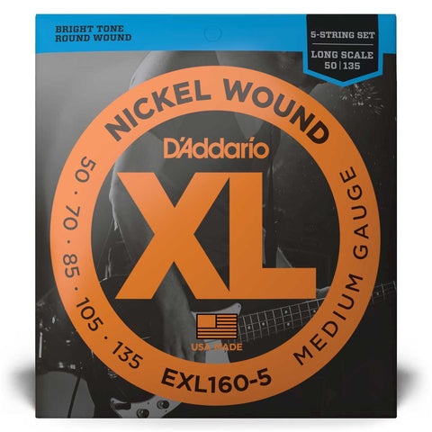 D'Addario EXL160 5 String 50-135 Medium Long Scale Nickel Bass Strings