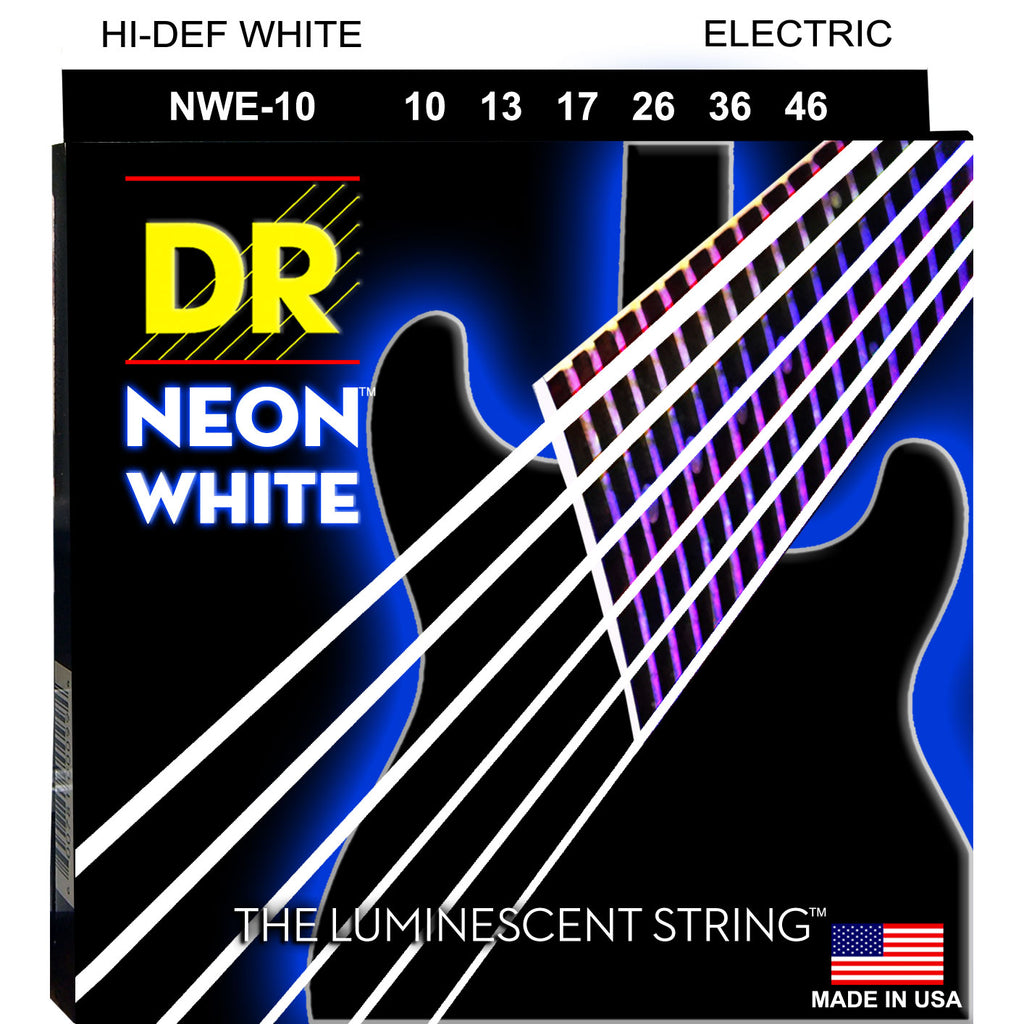 DR Strings NWE-10 Neon White Medium 10-46 Electric Guitar Strings