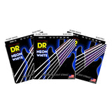 3 Sets DR NWE-10 Neon White Medium 10-46 Electric Guitar Strings