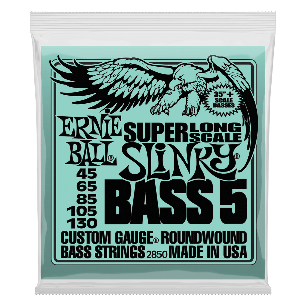 Ernie Ball Bass 5 Slinky Super Long Scale Bass Guitar Strings 2850 Gauge 45-130