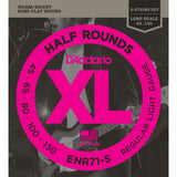 D'Addario ENR71-5 5-String Half Round Semi Flatwound Light 45-130 Bass Guitar Strings