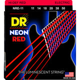 3 Sets DR NRE-11 Neon Red Light 11-50 Electric Guitar Strings