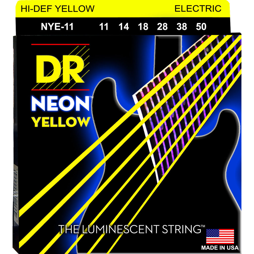 DR Strings NYE-11 Neon Hi-Def Yellow Heavy 11-50 Electric Guitar Strings