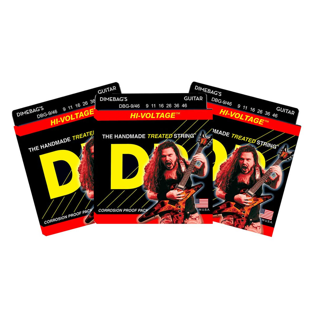 3 Sets DR DBG-9/46 Dimebag Darrell Signature Lite N Heavy, 9-46, Electric Strings