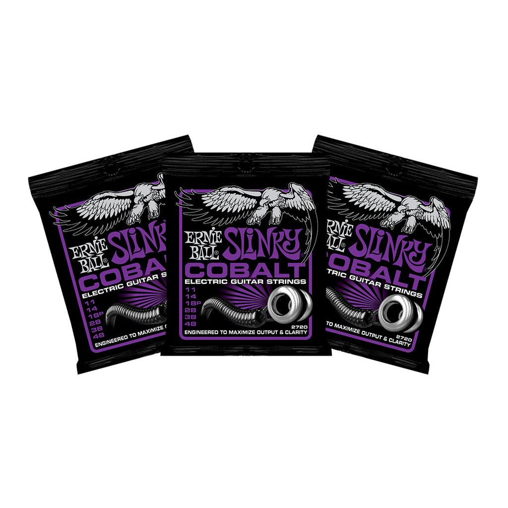 3 Sets Ernie Ball 2720 Slinky Cobalt 11-48 Electric Guitar Strings