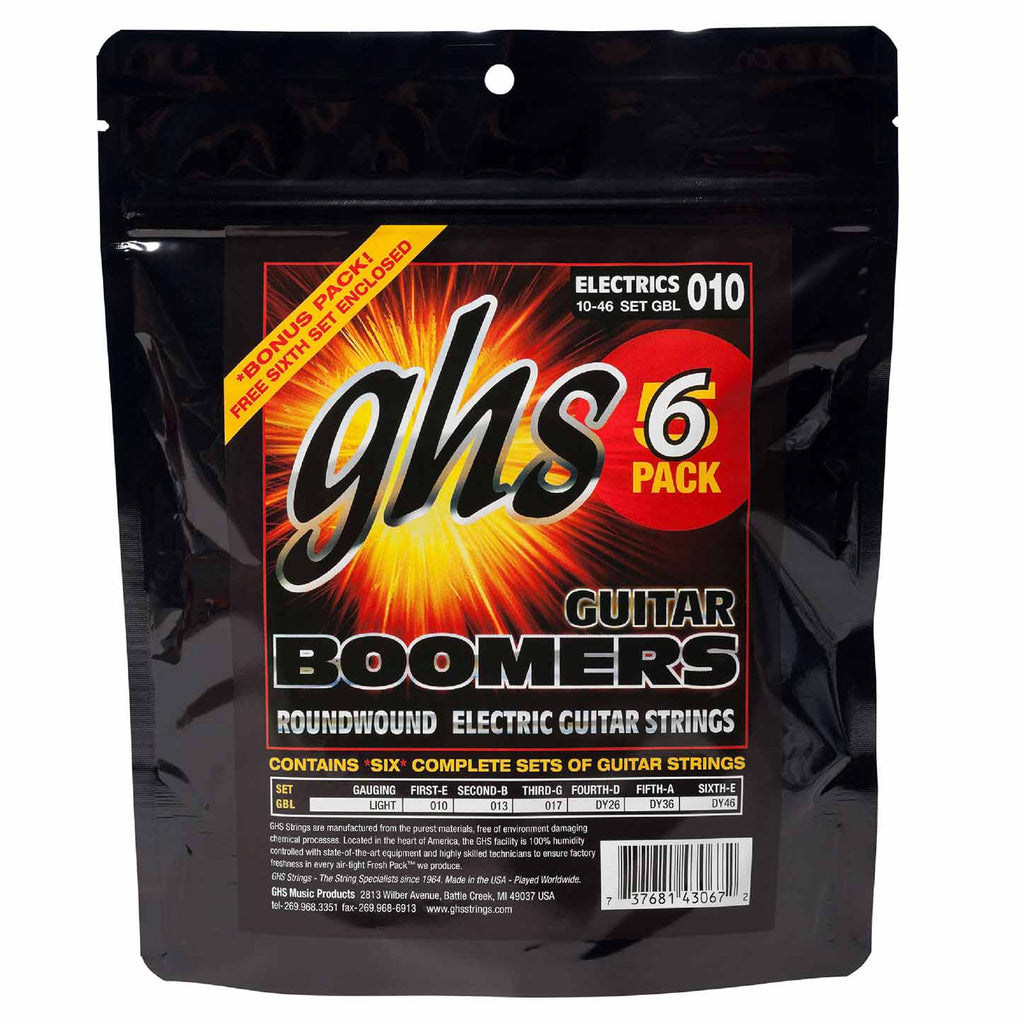 6 Sets GHS GBL Boomers Light 10-46 Nickel-Plated Electric Strings