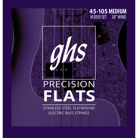 GHS M3050 Stainless Steel Flatwound Medium 45-105 Bass Guitar Strings