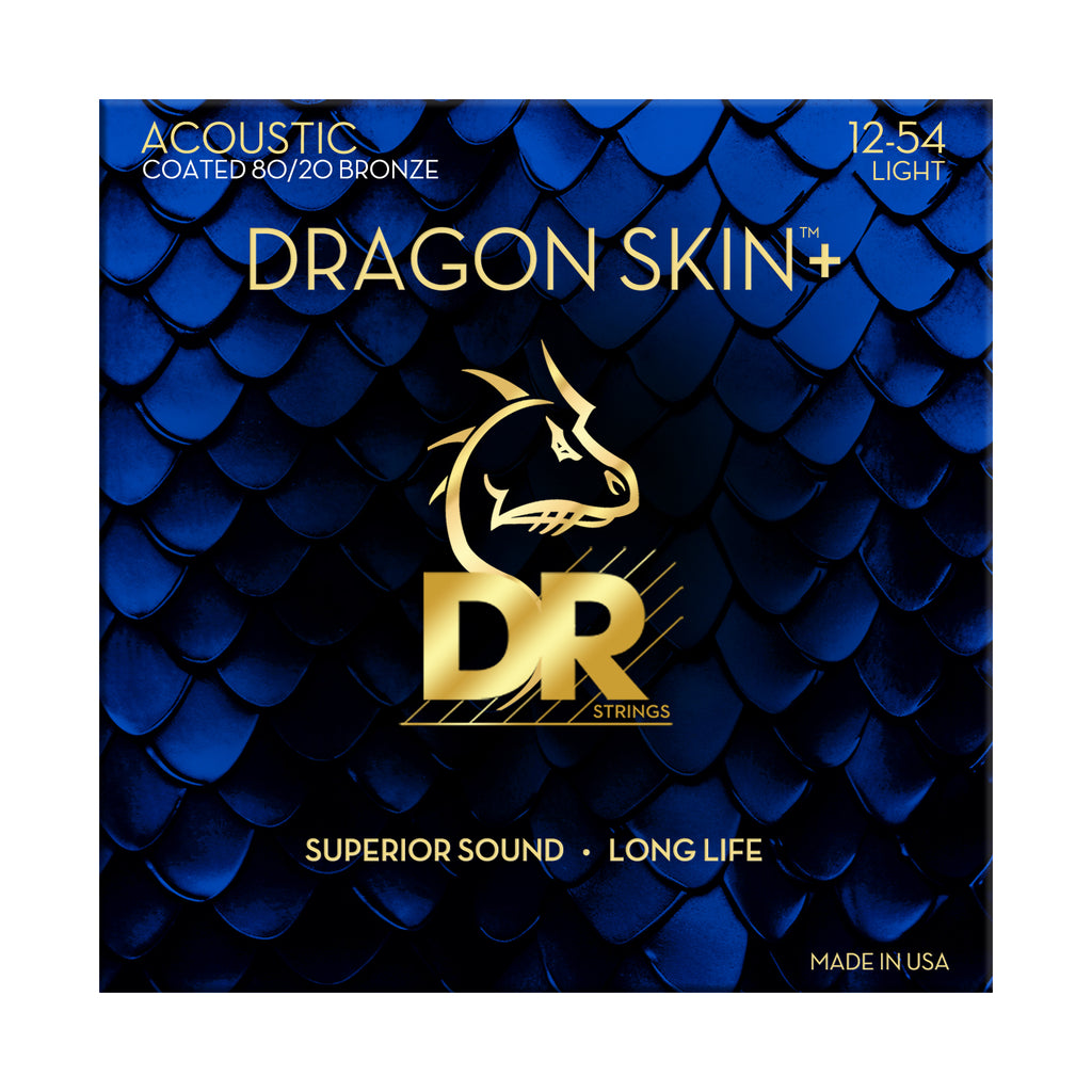 DR Dragon Skin+ Long Life Light 12-54 Coated 80/20 Acoustic Strings