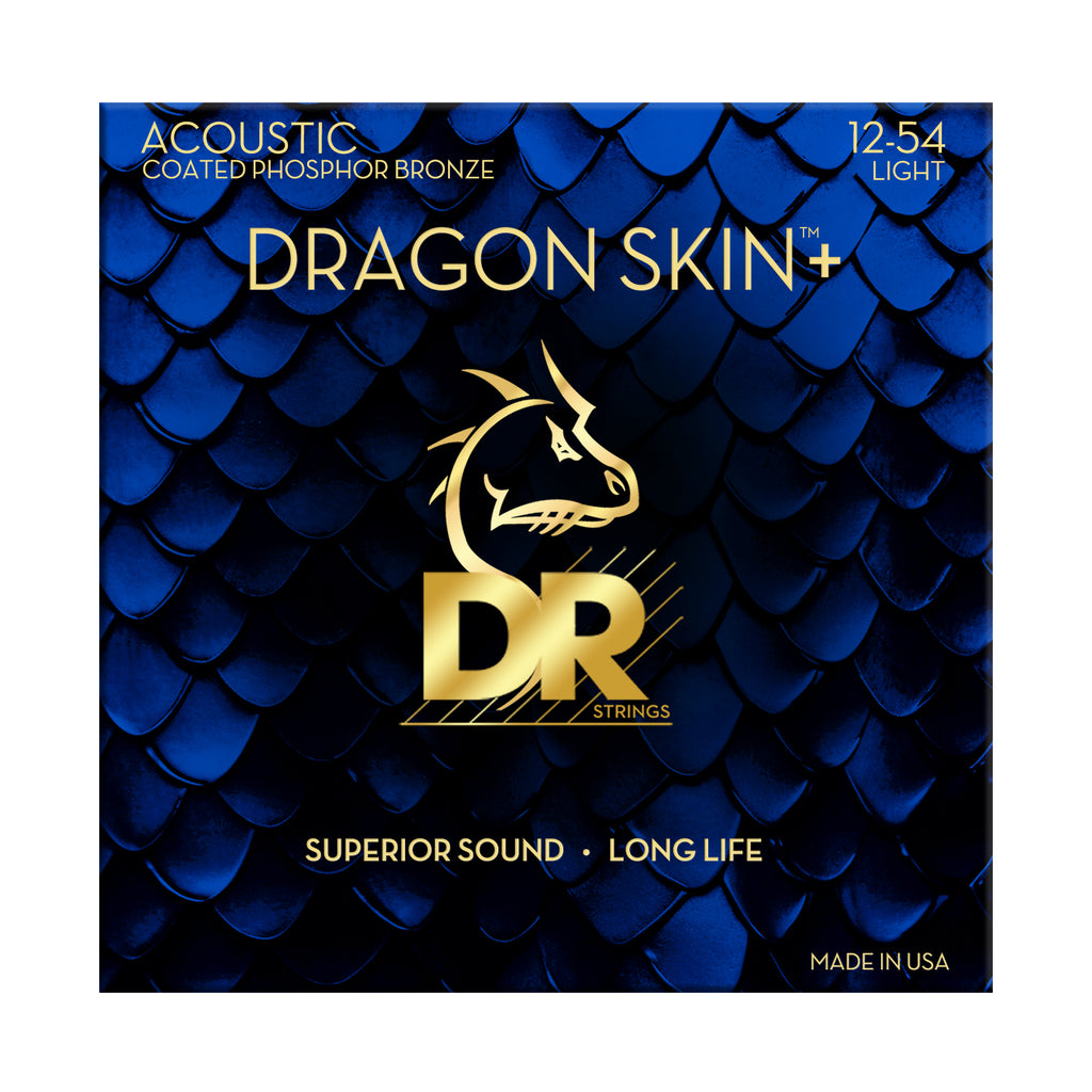 DR Dragon Skin+ Long Life Light 12-54 Coated Phosphor Bronze Acoustic Strings