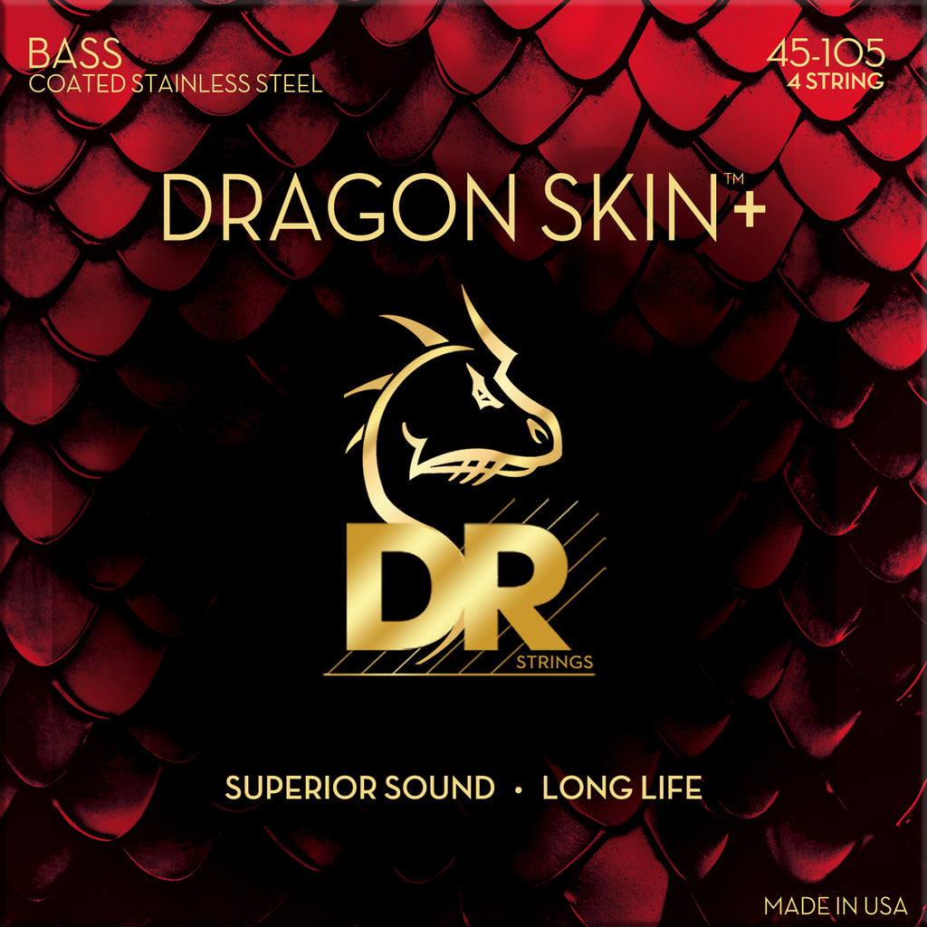 DR DRAGON SKIN+ Coated Medium 45-105 Stainless Steel Bass Strings