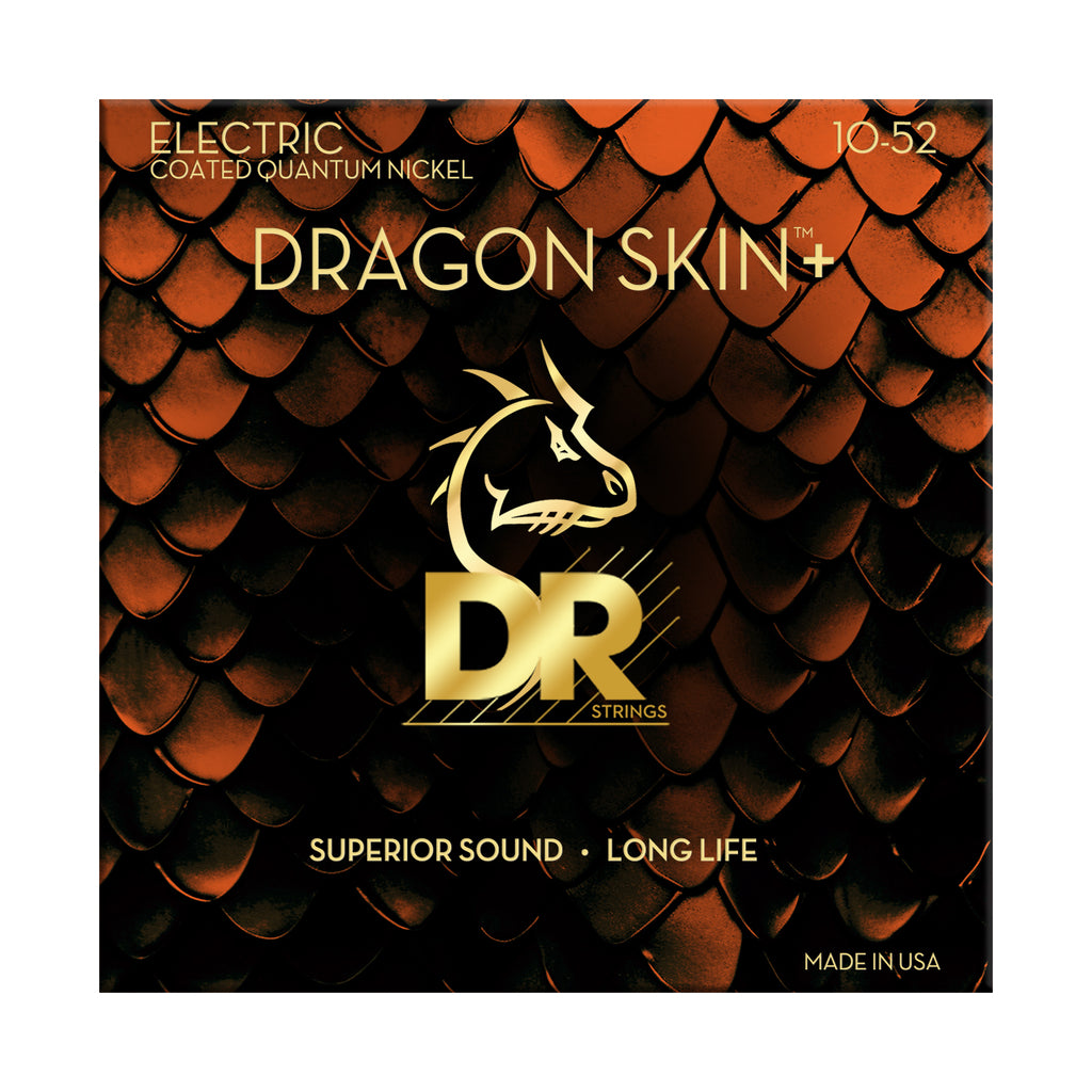 DR DRAGON SKIN+ - Coated Quantum Nickel Guitar Strings - Medium to Heavy 10-52