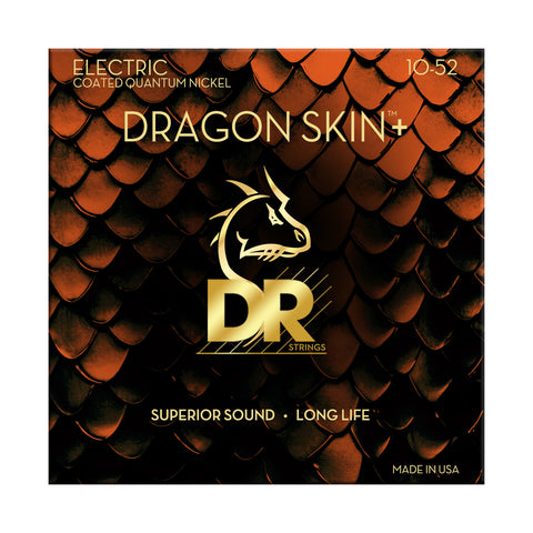 DR DRAGON SKIN+ - Coated Quantum Nickel Guitar Strings - Medium to Heavy 10-52