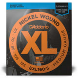 D'Addario EXL160 5 String 50-135 Medium Long Scale Nickel Bass Strings