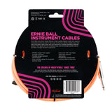 Ernie Ball 6084 18' Braided Neon Orange Straight to RA Instrument Cable