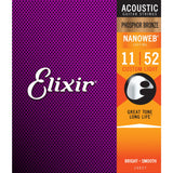 3 Sets Elixir 16027 Nanoweb Phosphor Bronze Light 11-52 Acoustic Strings