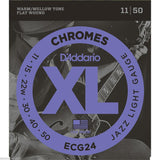 3 Sets D'Addario ECG24 Chromes Flatwound, Jazz Light, 11-50 Strings