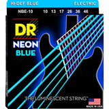3 Sets DR NBE-10 Neon Blue Medium 10-46 Electric Guitar Strings