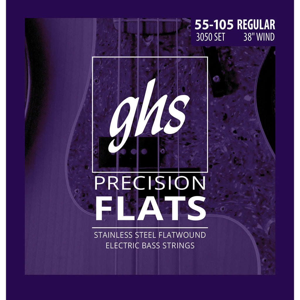GHS 3050 Stainless Steel Flatwound Regular 55-105 Bass Guitar Strings