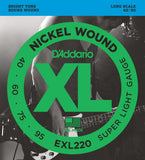 D'Addario EXL220 Nickel Wound Super Light 40-95 Long Scale Bass Guitar Strings