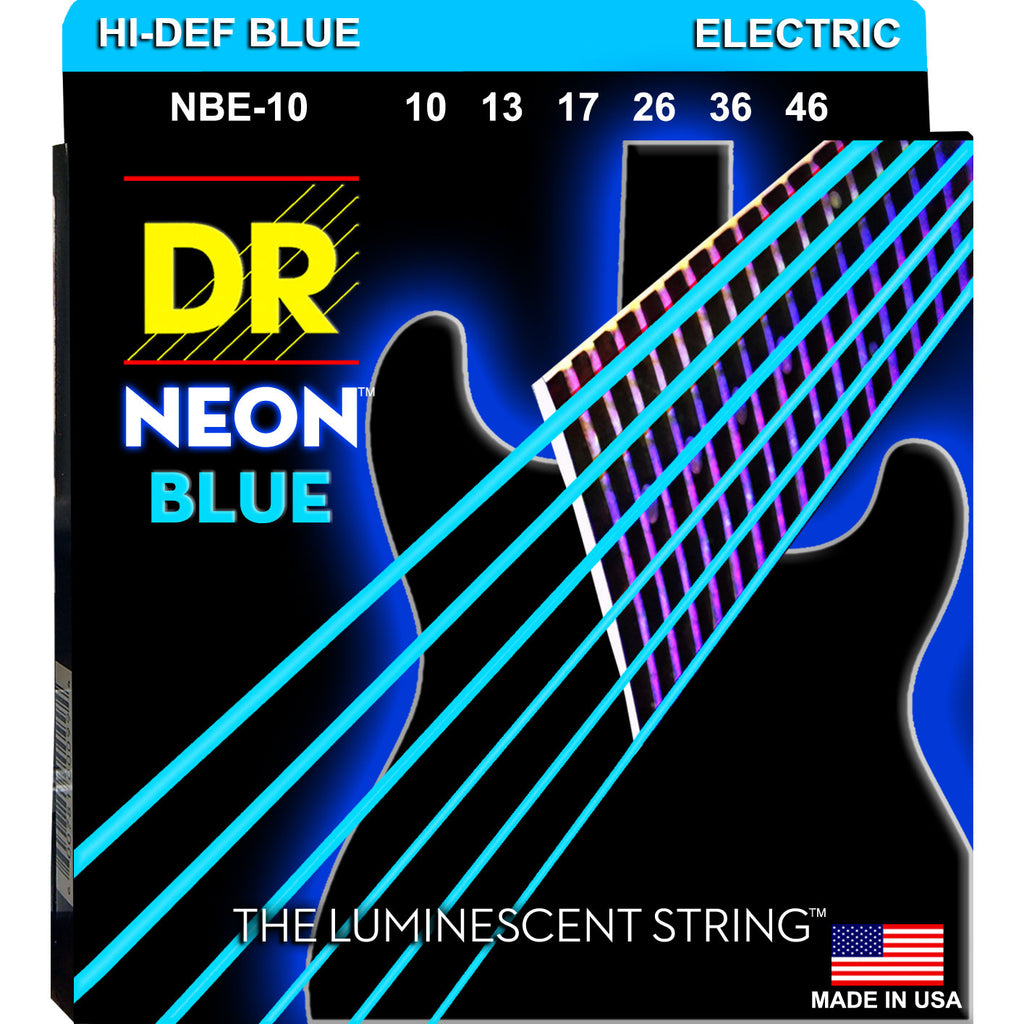 DR Strings NBE-10 Neon Blue Medium 10-46 Electric Guitar Strings