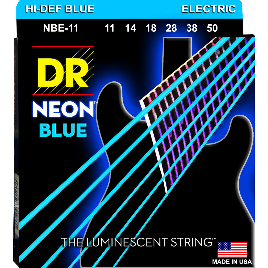 DR Strings NBE-11 Neon Blue Heavy 11-50 Electric Guitar Strings