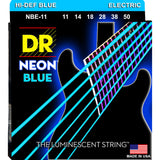 3 Sets DR NBE-11 Neon Blue Heavy 11-50 Electric Guitar Strings
