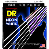 3 Sets DR NWE-10 Neon White Medium 10-46 Electric Guitar Strings