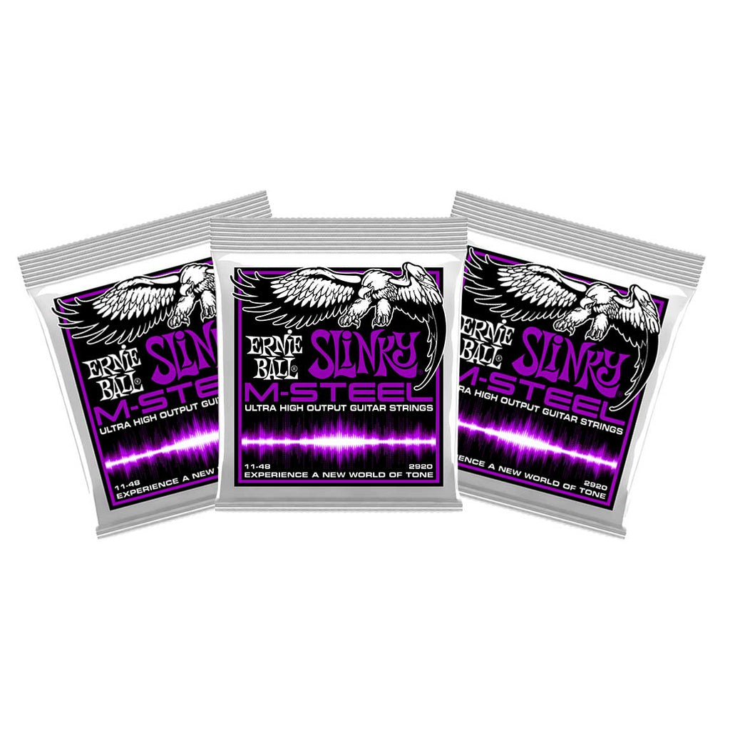 3 Sets Ernie Ball 2920 Slinky M-Steel 11-48 Electric Guitar Strings