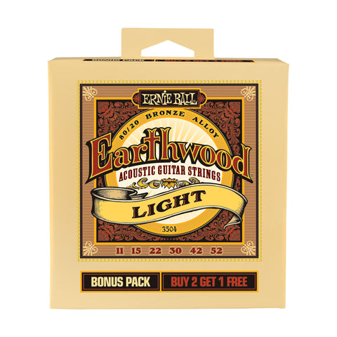 Buy 2 Get 1 FREE Ernie Ball 2004 Earthwood Light 11-52 Acoustic Strings #3504