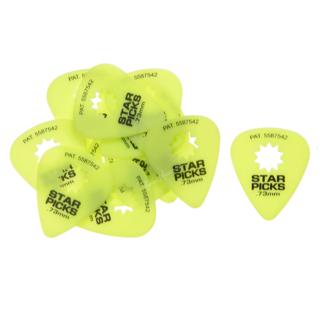 Everly Star Picks 12 Pack - Classic 351 Style - .73 Neon Yellow Sure Grip Design