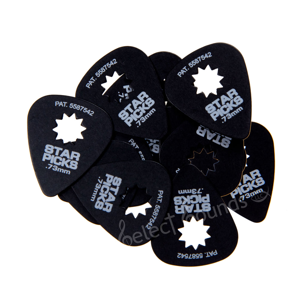 Everly Star Picks 12 Pack - Classic 351 Style - .73 Black Sure Grip Design