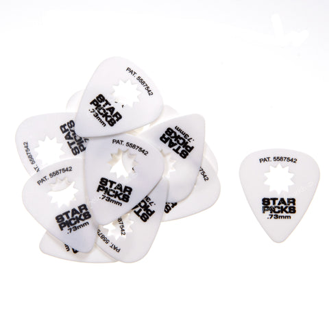 Everly Star Picks 12 Pack - Classic 351 Style - .73 White Sure Grip Design