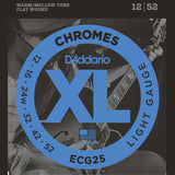 D'Addario ECG25 Chromes Flatwound, Light, 12-52, Electric Guitar Strings