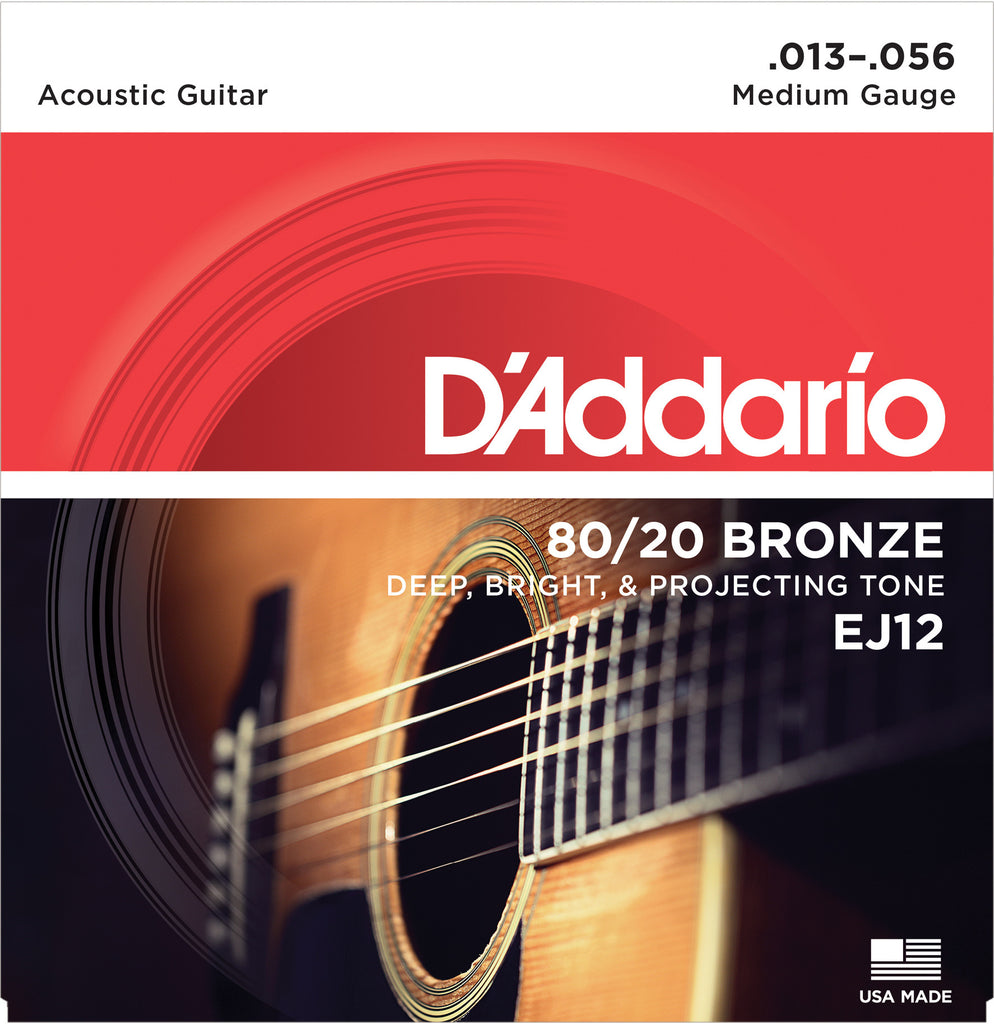 D'Addario EJ12 80/20 Bronze, Medium, 13-56, Acoustic Guitar Strings