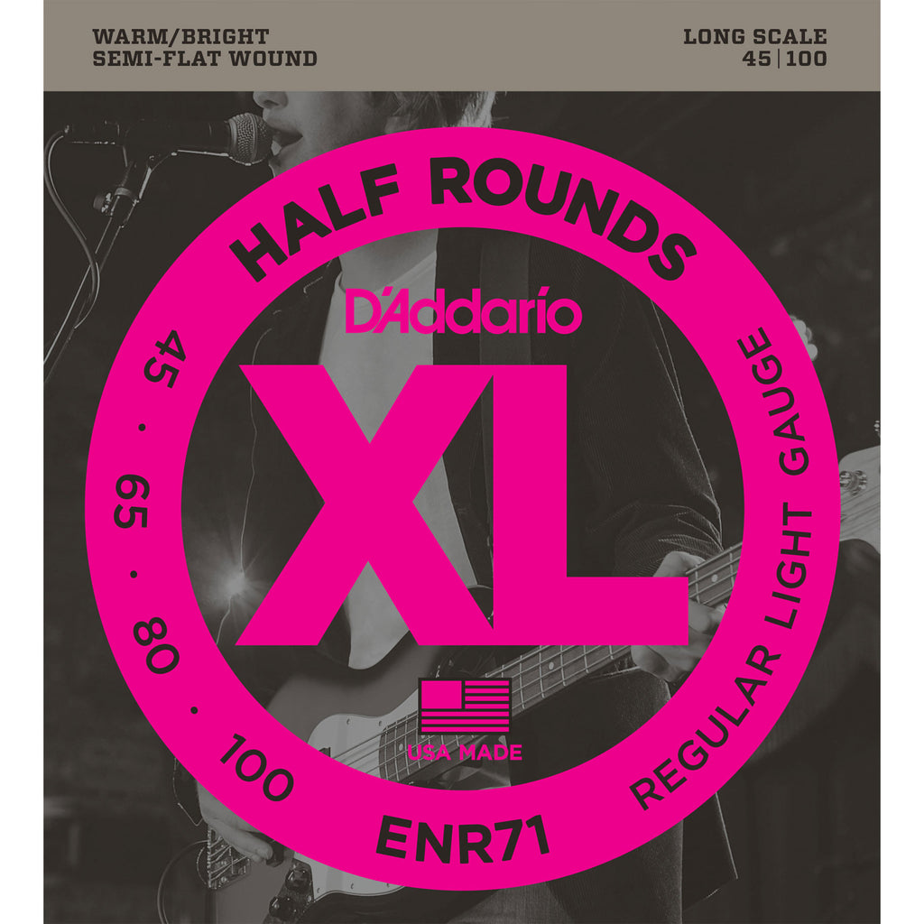 D'Addario ENR71 Half Round Semi Flatwound Light 45-100 Bass Guitar Strings