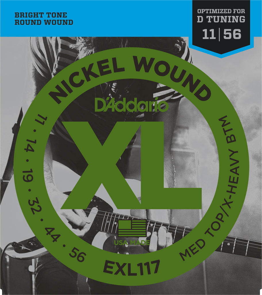 D'Addario EXL117 Nickel Wound Medium Top/Extra-Heavy Bottom (11-56)