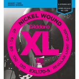D'Addario EXL170-5, 5-String Nickel Wound Light 45-130 Long Scale Bass Guitar Strings