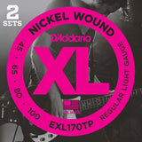 D'Addario EXL170TP, 2 Sets Nickel Wound Light 45-100 Long Scale Bass Strings