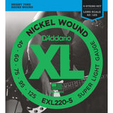 D'Addario EXL220-5 5 String Nickel Wound Super Light 40-125 Long Scale Bass Guitar Strings