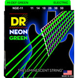 3 Sets DR Strings NGE-11 Neon Hi-Def Green Heavy 11-50 Electric Guitar Strings