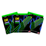 3 Sets DR Strings NGE-9 Neon Hi-Def Green Light 9-42 Electric Guitar Strings