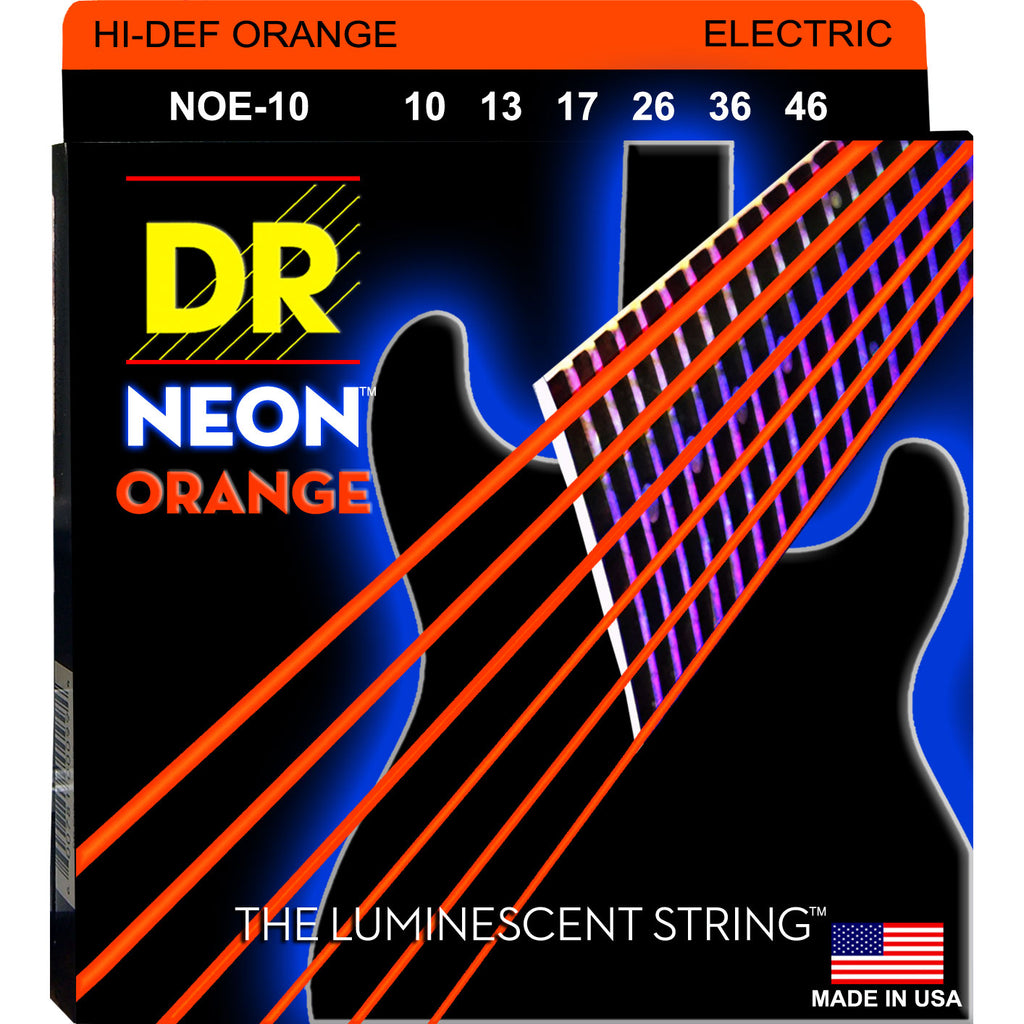 DR Strings NOE-10 Neon Hi-Def Orange Medium 10-46 Electric Guitar Strings