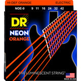 3 Sets DR Strings NOE-9 Neon Hi-Def Orange Light 9-42 Electric Guitar Strings