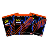 3 Sets DR Strings NOE-9 Neon Hi-Def Orange Light 9-42 Electric Guitar Strings