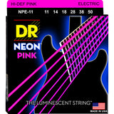 3 Sets DR Strings NPE-11 Neon Hi-Def Pink Heavy 11-50 Electric Guitar Strings