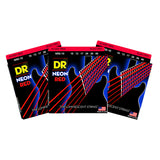 3 Sets DR NRE-10 Neon Red Light 10-46 Electric Guitar Strings