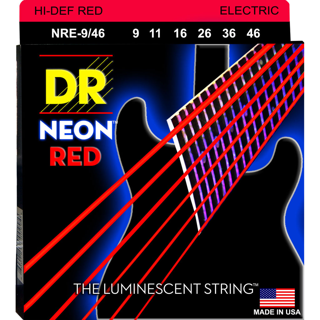 DR NRE-9/46 Neon Red Light 9-46 Electric Guitar Strings